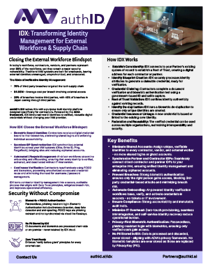 authID Data Sheet - IDX Transforming Identity Management for External Workforce & Supply Chain authID Data Sheet - IDX Transforming Identity Management for External Workforce & Supply Chain