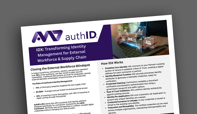 authID Data Sheet - IDX Identity Wallet Product Brief authID Data Sheet - IDX Identity Wallet Product Brief